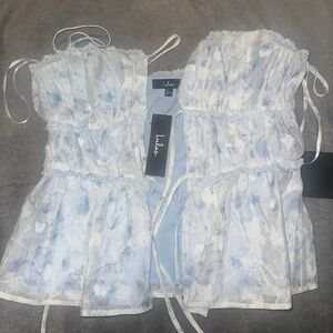 Lily Light Blue Lace-Trimmed Top